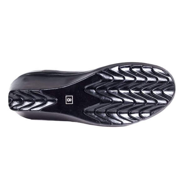 Women's Rubber Rain Boots, Wedge Wellies, Black - Picture 5 of 6